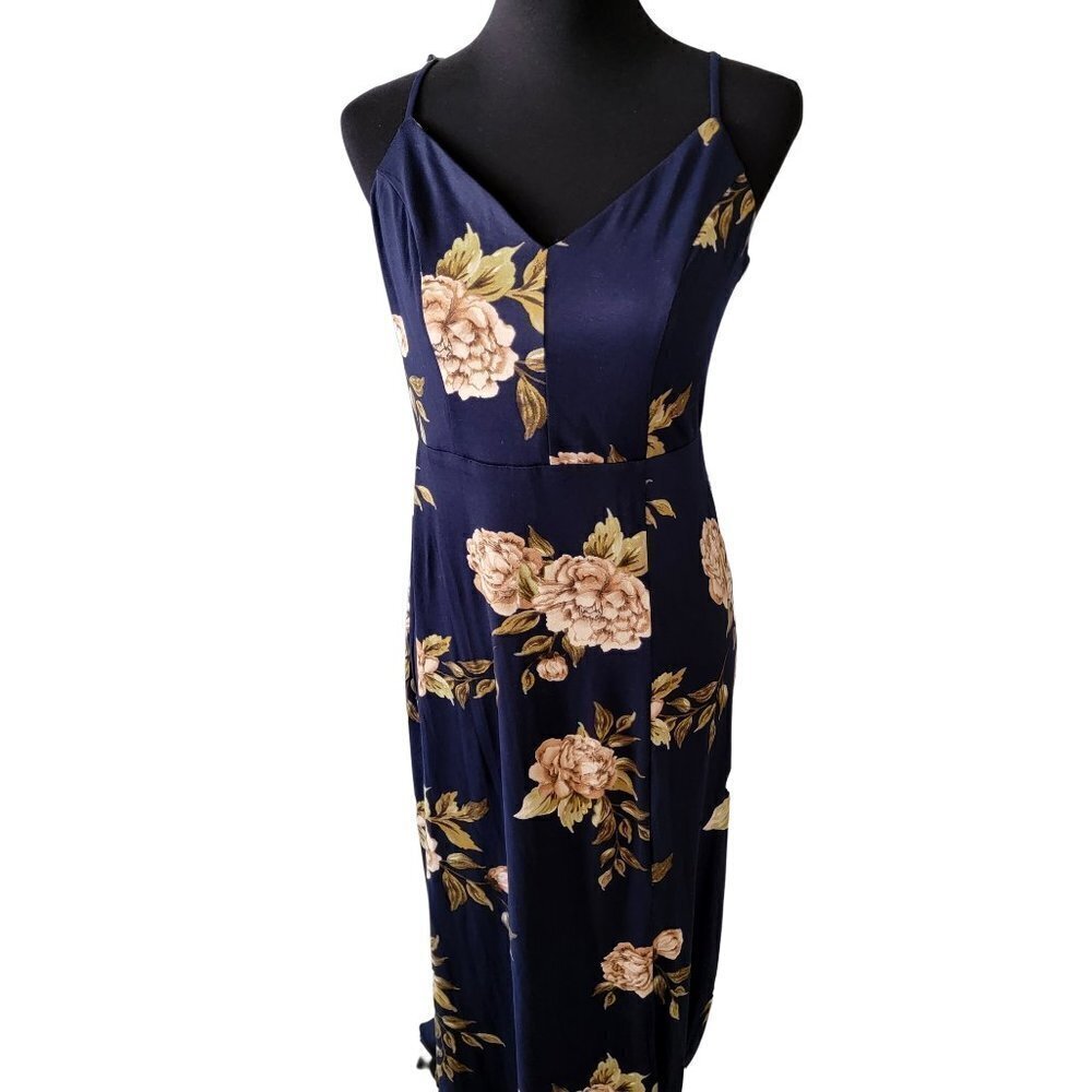 Nine Britton Jersey Knit Navy Floral Maxi Dress Size Medium
